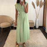 ROBE LONGUE MULTIPOSITION VERT SAUGE IZIA - La Petite Somptueuse