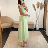 ROBE LONGUE MULTIPOSITION VERT SAUGE IZIA - La Petite Somptueuse