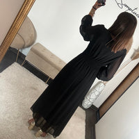 ROBE LONGUE NOIR MAUD - La Petite Somptueuse