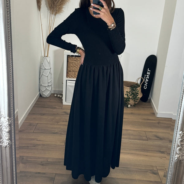 ROBE LONGUE NOIRE ELIA - La Petite Somptueuse