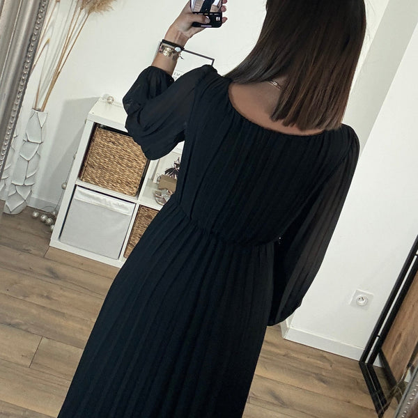 ROBE LONGUE NOIRE EMMA - La Petite Somptueuse