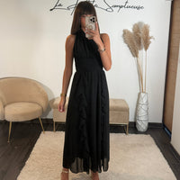 ROBE LONGUE NOIRE JEANNE - La Petite Somptueuse