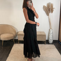 ROBE LONGUE NOIRE JEANNE - La Petite Somptueuse