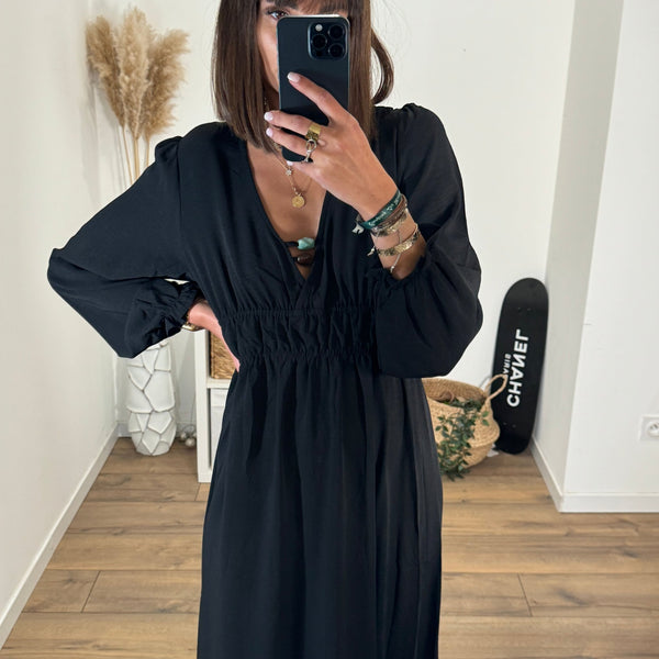 ROBE LONGUE NOIRE MELANIE - La Petite Somptueuse