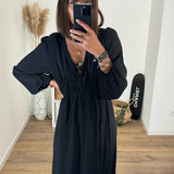 ROBE LONGUE NOIRE MELANIE - La Petite Somptueuse