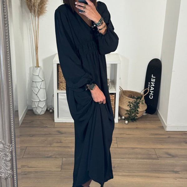 ROBE LONGUE NOIRE MELANIE - La Petite Somptueuse