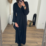 ROBE LONGUE NOIRE MELANIE - La Petite Somptueuse