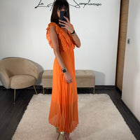 ROBE LONGUE ORANGE GABRIELLE - La Petite Somptueuse