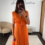 ROBE LONGUE ORANGE GABRIELLE - La Petite Somptueuse