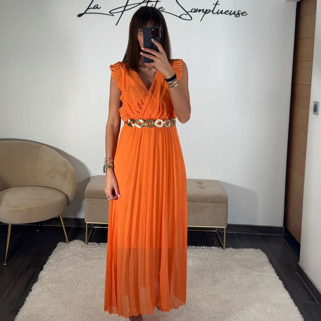 ROBE LONGUE ORANGE GABRIELLE – La Petite Somptueuse