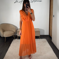 ROBE LONGUE ORANGE GABRIELLE - La Petite Somptueuse