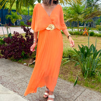 ROBE LONGUE ORANGE JULIA - La Petite Somptueuse