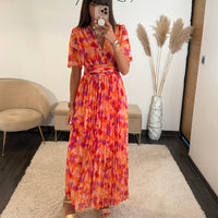 ROBE LONGUE PEACHY FUCHSIA KARENE - La Petite Somptueuse