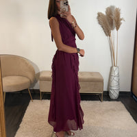 ROBE LONGUE PRUNE JEANNE - La Petite Somptueuse