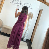 ROBE LONGUE PRUNE JEANNE - La Petite Somptueuse