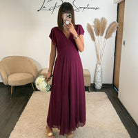 ROBE LONGUE PRUNE OLIVIA - La Petite Somptueuse