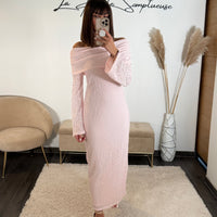 ROBE LONGUE ROSE ALBA - La Petite Somptueuse