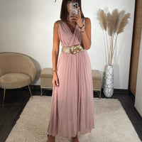 ROBE LONGUE ROSE AMBRE - La Petite Somptueuse