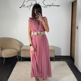 ROBE LONGUE ROSE BLUCH GABRIELLE - La Petite Somptueuse