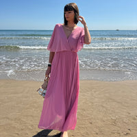 ROBE LONGUE ROSE BONBON JULIA - La Petite Somptueuse