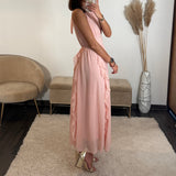 ROBE LONGUE ROSE JEANNE - La Petite Somptueuse