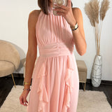 ROBE LONGUE ROSE JEANNE - La Petite Somptueuse
