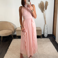 ROBE LONGUE ROSE JEANNE - La Petite Somptueuse