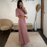 ROBE LONGUE ROSE KARENE - La Petite Somptueuse