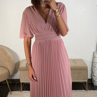 ROBE LONGUE ROSE KARENE - La Petite Somptueuse
