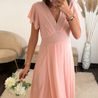 ROBE LONGUE ROSE OLIVIA - La Petite Somptueuse