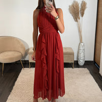 ROBE LONGUE TERRACOTTA JEANNE - La Petite Somptueuse