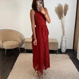 ROBE LONGUE TERRACOTTA JEANNE - La Petite Somptueuse