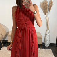 ROBE LONGUE TERRACOTTA JEANNE - La Petite Somptueuse