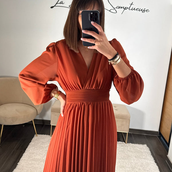 ROBE LONGUE TERRACOTTA KARENA - La Petite Somptueuse