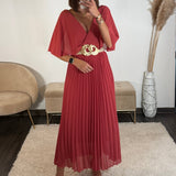 ROBE LONGUE TERRACOTTA/VIEUX ROSE JULIA - La Petite Somptueuse