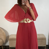 ROBE LONGUE TERRACOTTA/VIEUX ROSE JULIA - La Petite Somptueuse