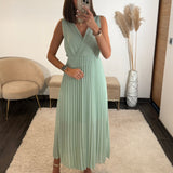 ROBE LONGUE VERT D'EAU AMBRE - La Petite Somptueuse