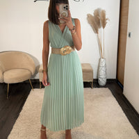 ROBE LONGUE VERT D'EAU AMBRE - La Petite Somptueuse