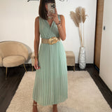 ROBE LONGUE VERT D'EAU AMBRE - La Petite Somptueuse