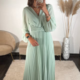 ROBE LONGUE VERT D'EAU ANGIE - La Petite Somptueuse