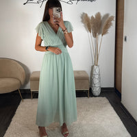 ROBE LONGUE VERT D'EAU CHARLIE - La Petite Somptueuse