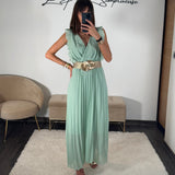 ROBE LONGUE VERT D'EAU GABRIELLE - La Petite Somptueuse