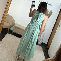 ROBE LONGUE VERT D'EAU JEANNE - La Petite Somptueuse