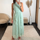 ROBE LONGUE VERT D'EAU JEANNE - La Petite Somptueuse