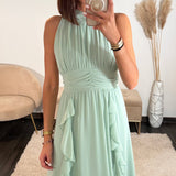 ROBE LONGUE VERT D'EAU JEANNE - La Petite Somptueuse