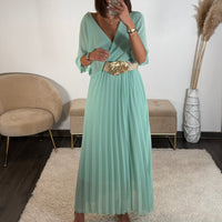 ROBE LONGUE VERT D'EAU JULIA - La Petite Somptueuse