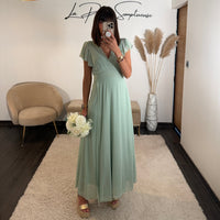 ROBE LONGUE VERT D'EAU OLIVIA - La Petite Somptueuse