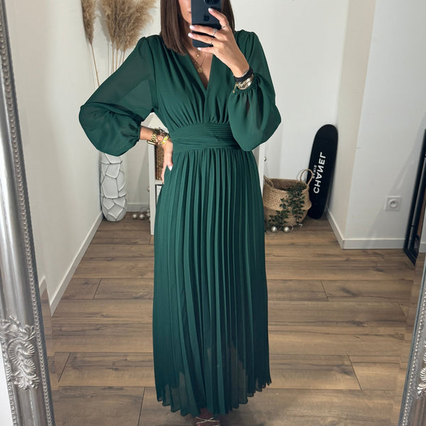 ROBE LONGUE VERT SAPIN KARENA - La Petite Somptueuse