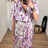 ROBE LONGUE VERTE ET VIOLETTE AUDREY - La Petite Somptueuse