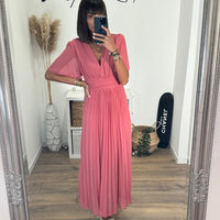 ROBE LONGUE VIEUX ROSE CLAIR KARENE - La Petite Somptueuse